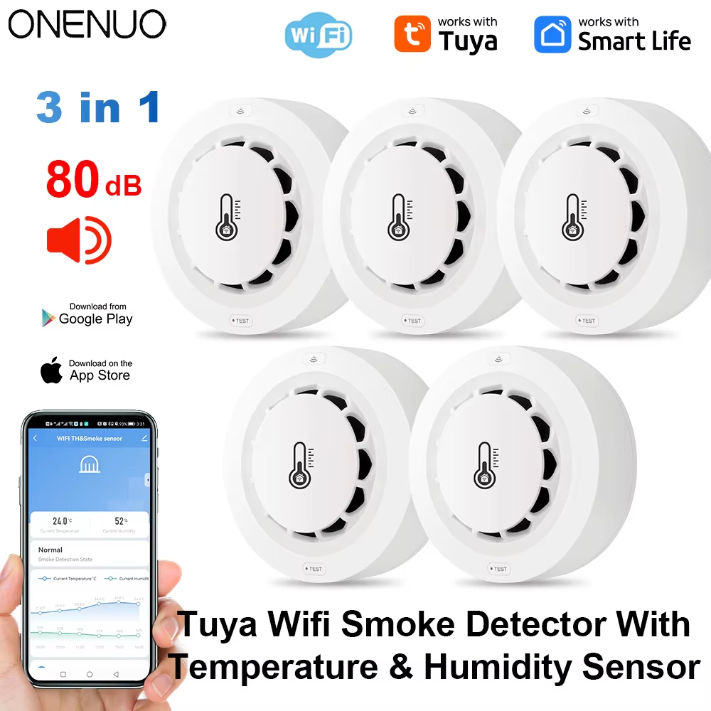 Smoke Detector Interconnected - Tuya Wifi BT Detector de humo